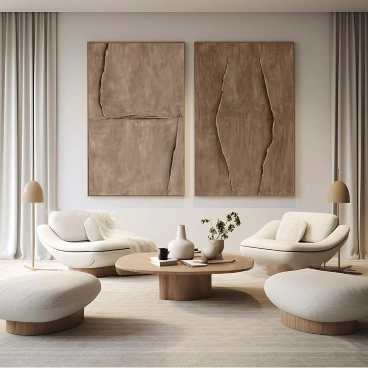 Brown Minimalist Textured Wall Art Set of 2 #MW034