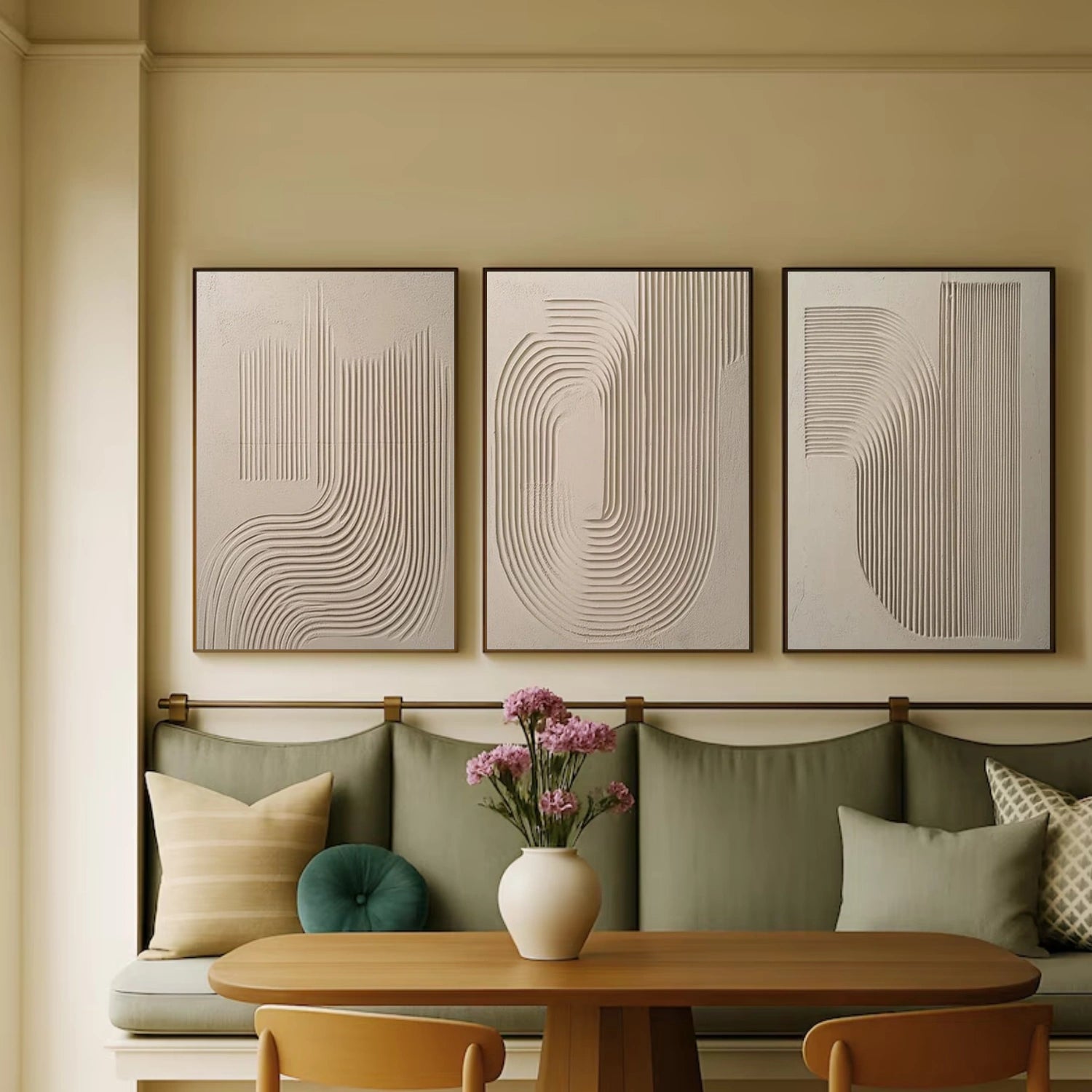Brown Minimalist Textured Wall Art Set of 3 #MW008