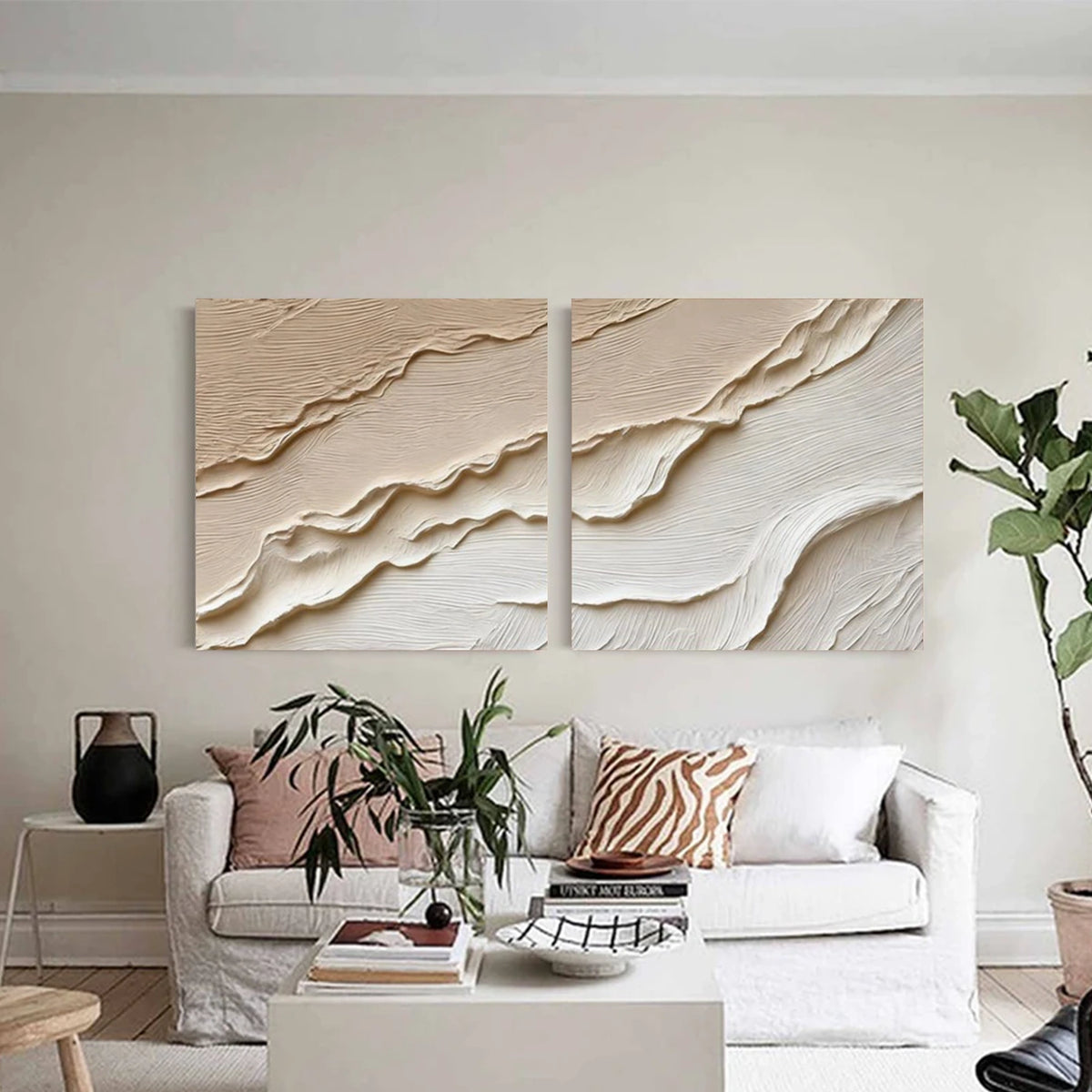 Brown Minimalist Textured Wall Art Set of 2 #MW033