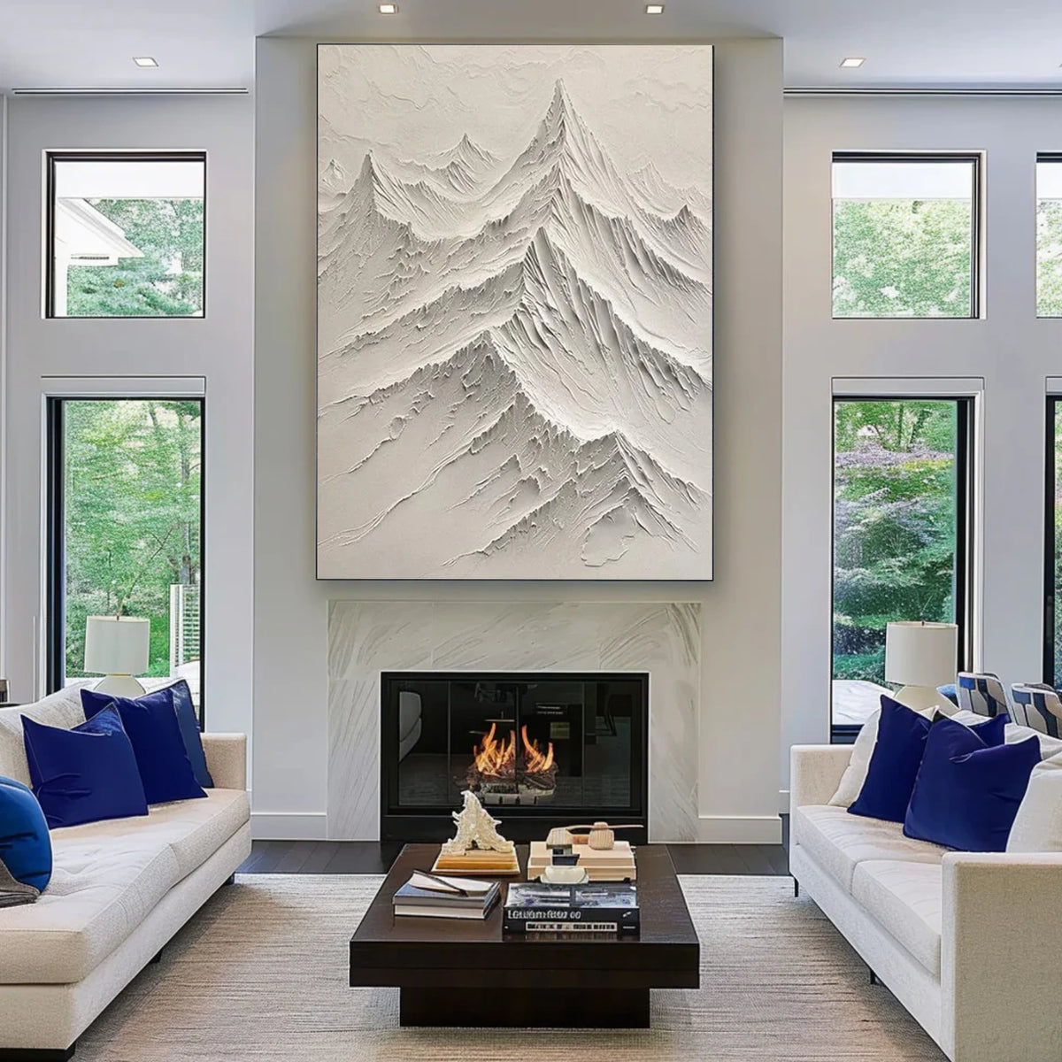 Beige Minimalist Mountain Textured Wall Art #MM041