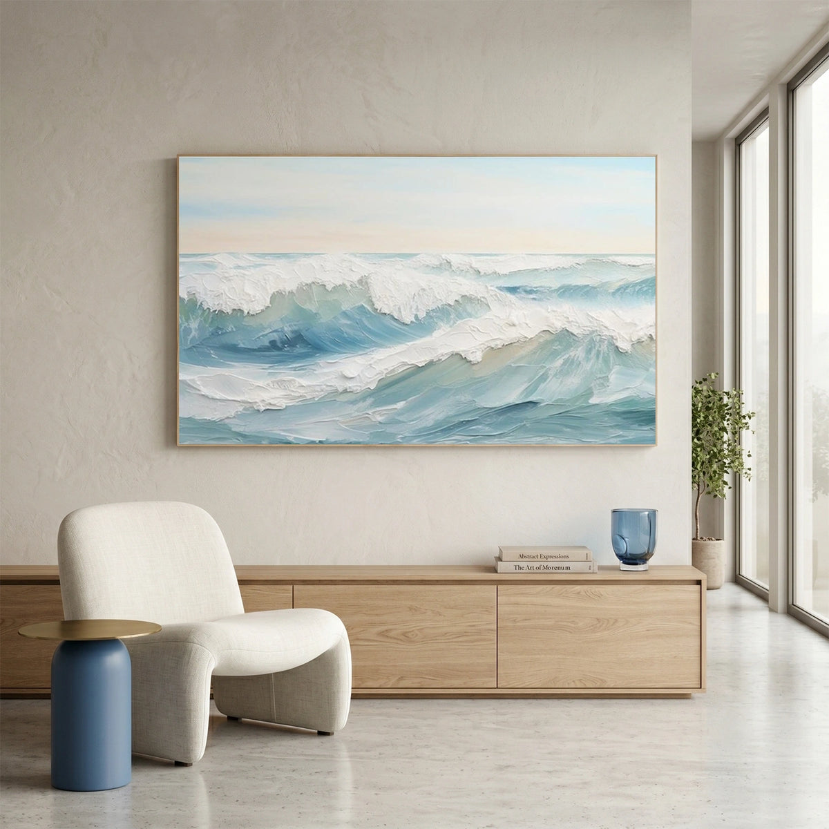 Abstract Ocean And Sky Textured Wall Art #OS063