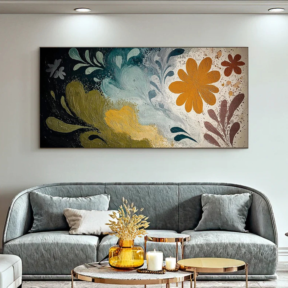 Abstract Flower And Tree Textured Wall Art #FT034