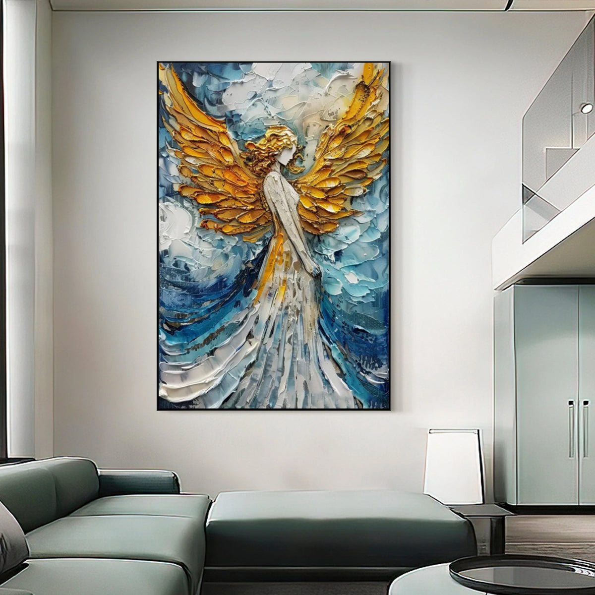 Abstract Angel Portrait Textured Wall Art #LA044