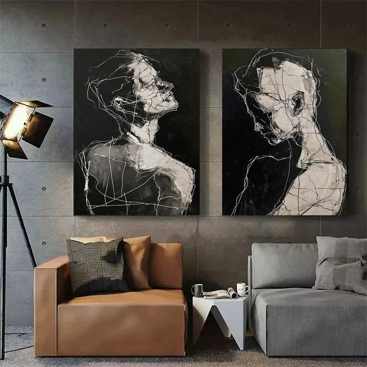 Abstract Portrait Wall Art Set of 2 #LA016