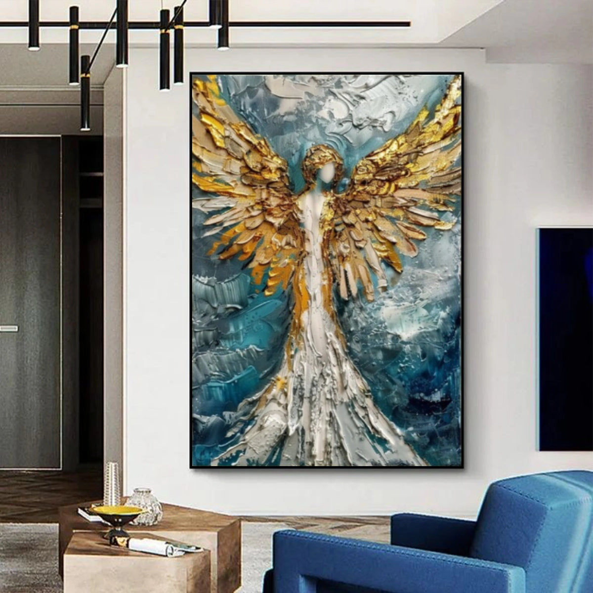 Abstract Angel Portrait Textured Wall Art #LA045