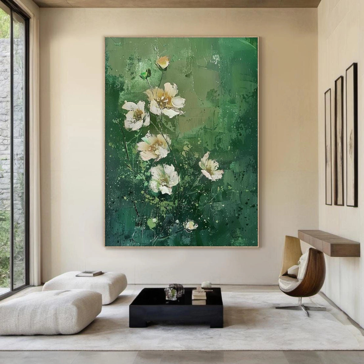 Green Abstract Flower And Tree Wall Art #FT004