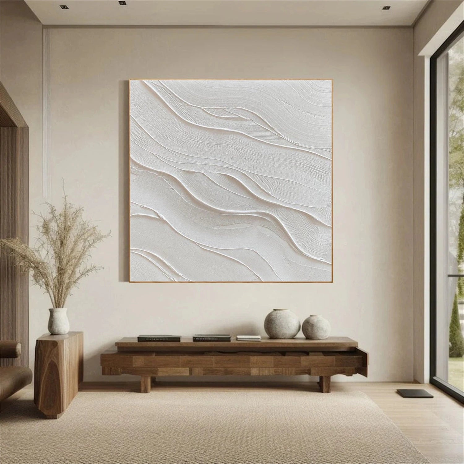 White Minimalist Textured Wall Art #MW036
