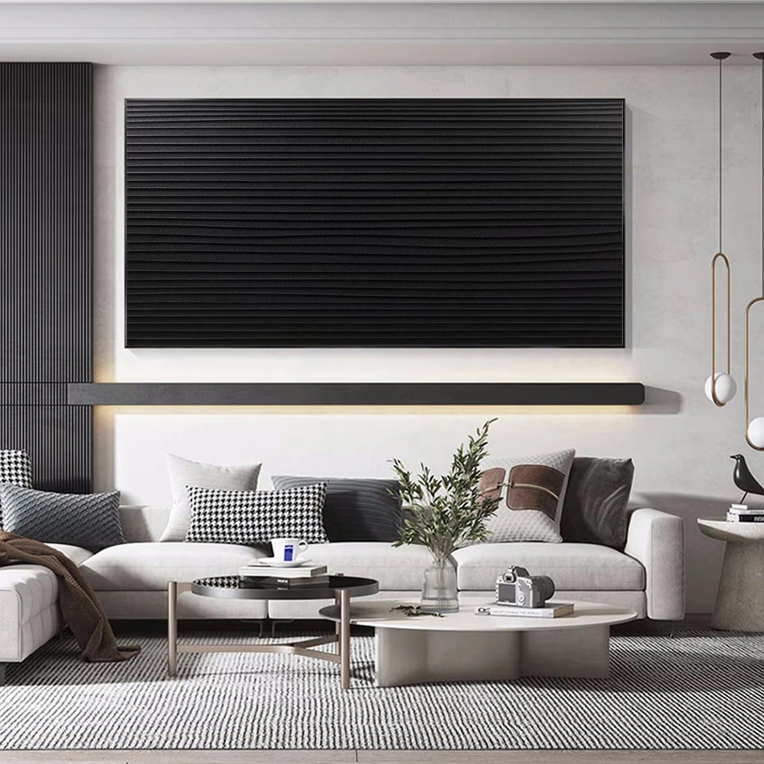 Black Minimalist Textured Wall Art #MW009