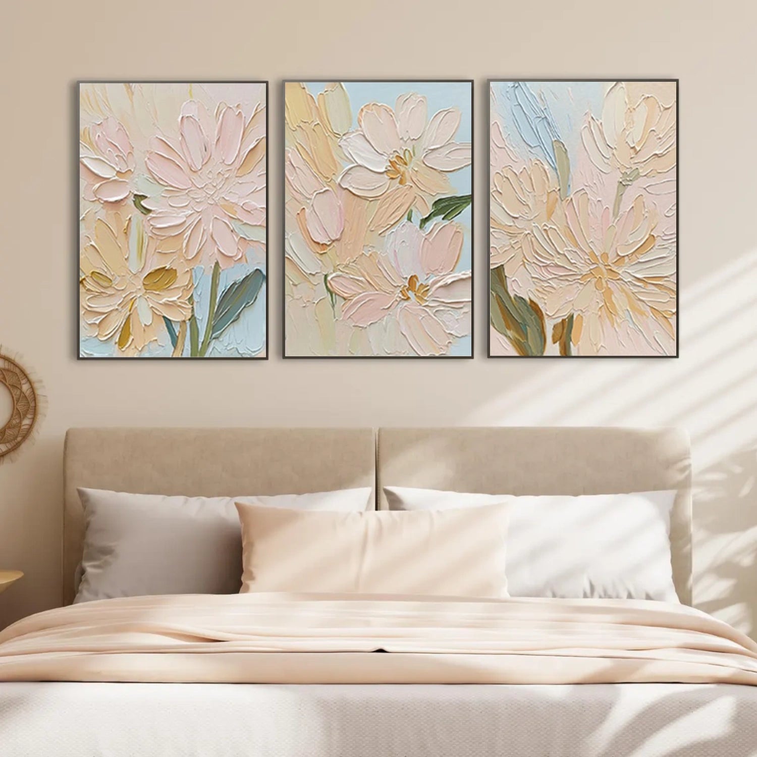 Abstract Flower And Tree Textured Wall Art Set of 3 #FT032