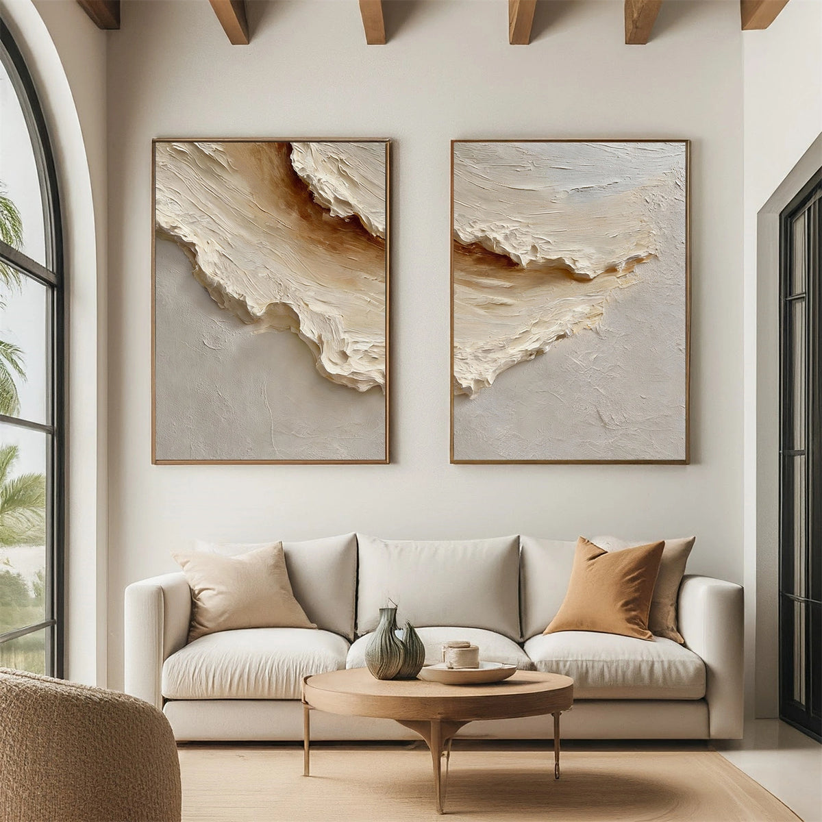 Abstract Ocean And Sky Textured Wall Art Set of 2 #OS128