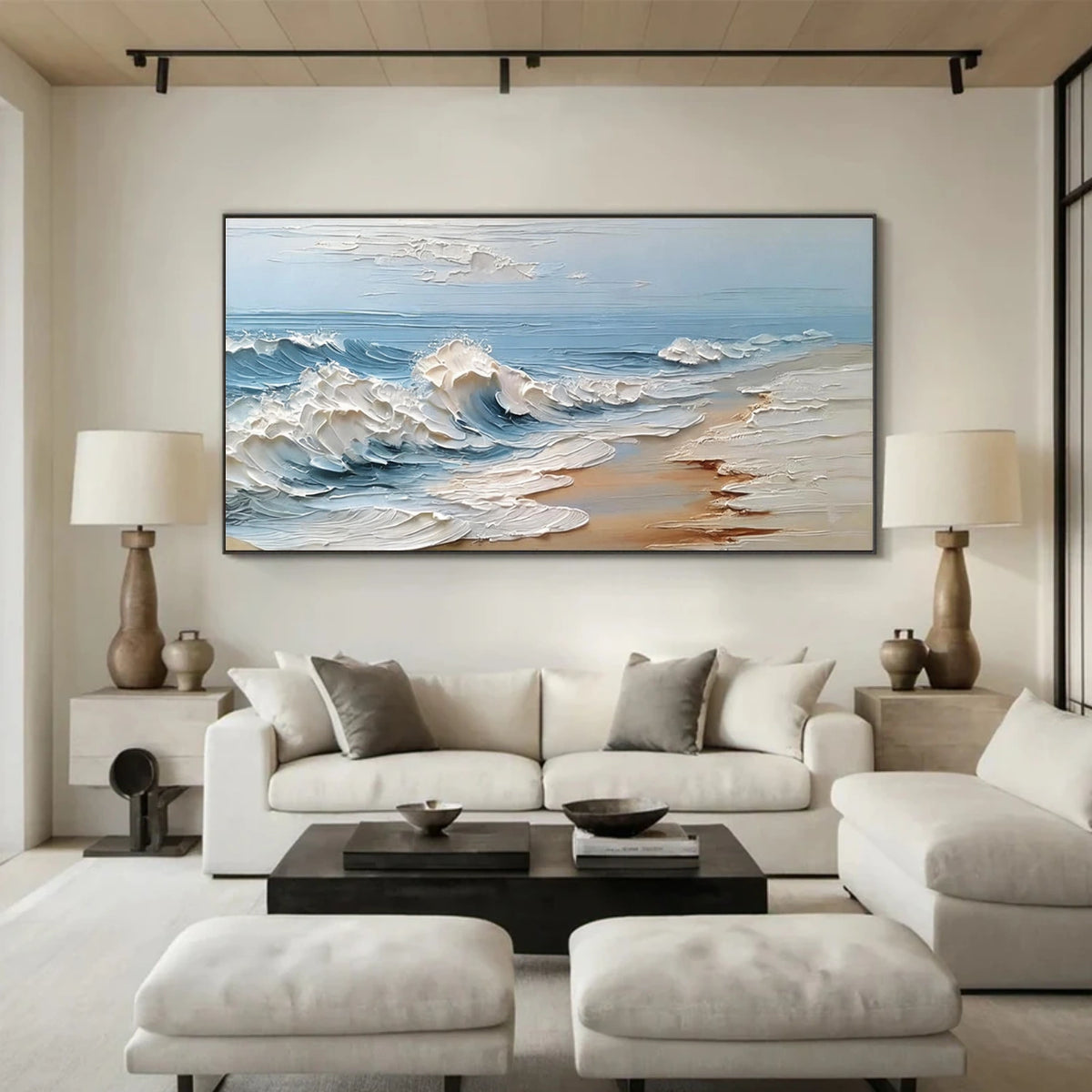 Abstract Ocean And Sky Textured Wall Art #OS058