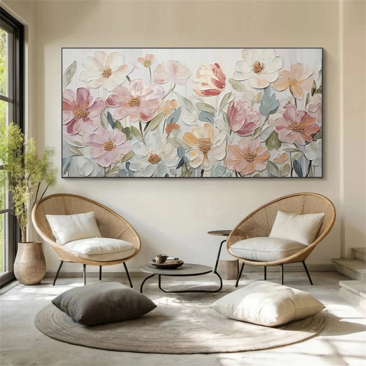 Abstract Flower And Tree Textured Wall Art #FT035