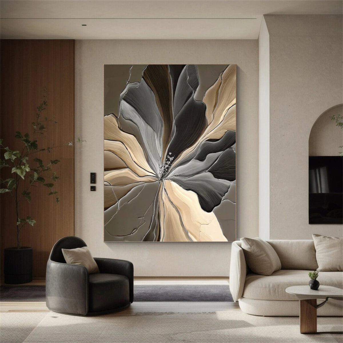 Abstract Flower And Tree Textured Wall Art #FT046