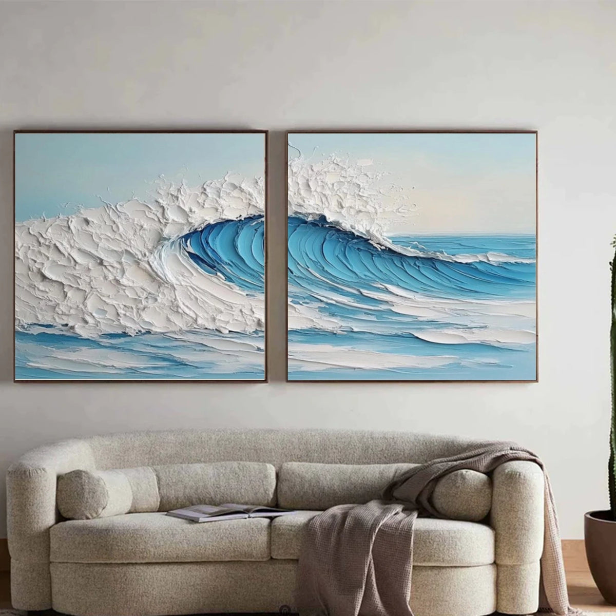 Abstract Ocean And Sky Textured Wall Art Set of 2 #OS143