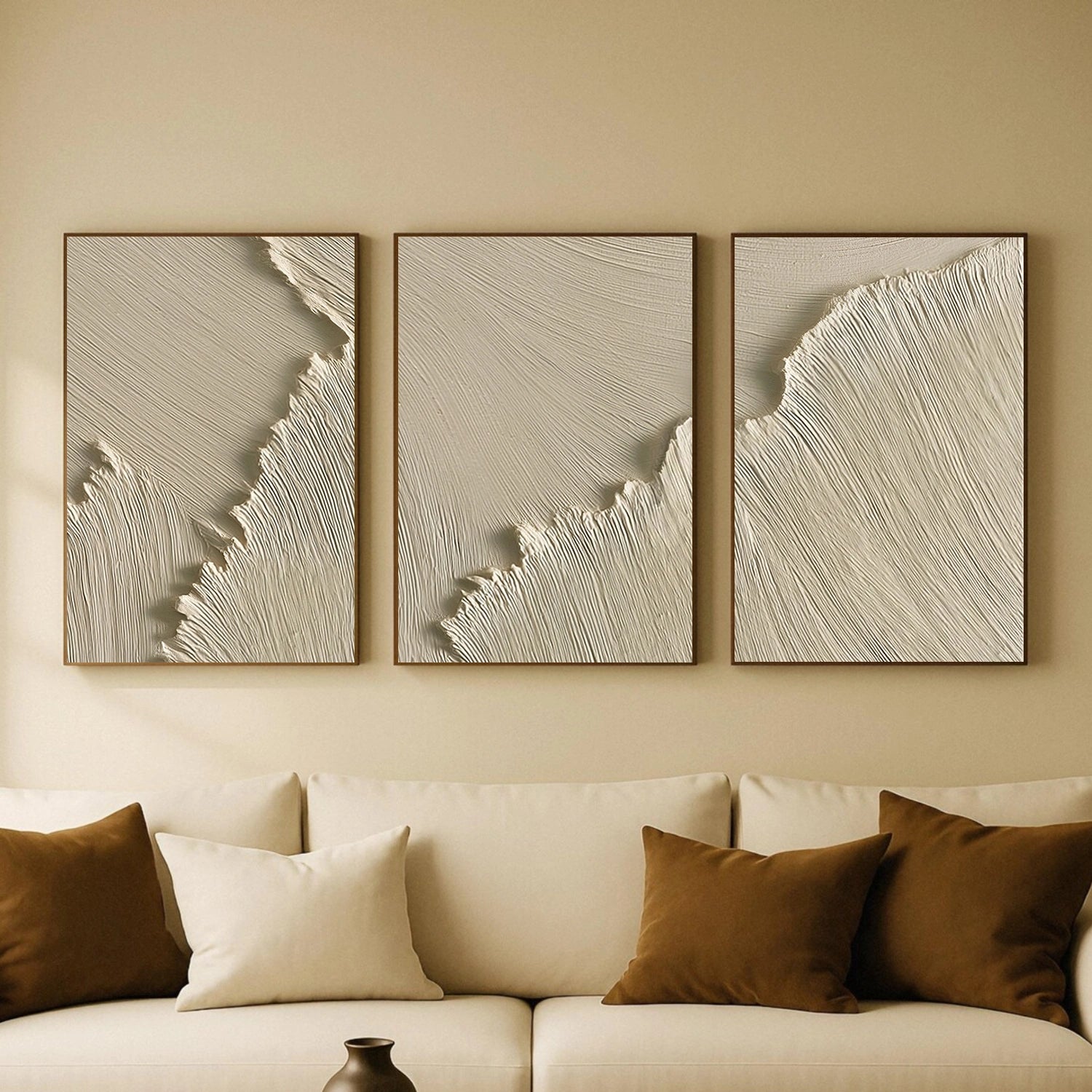 Beige Minimalist Textured Wall Art Set of 3 #MW030