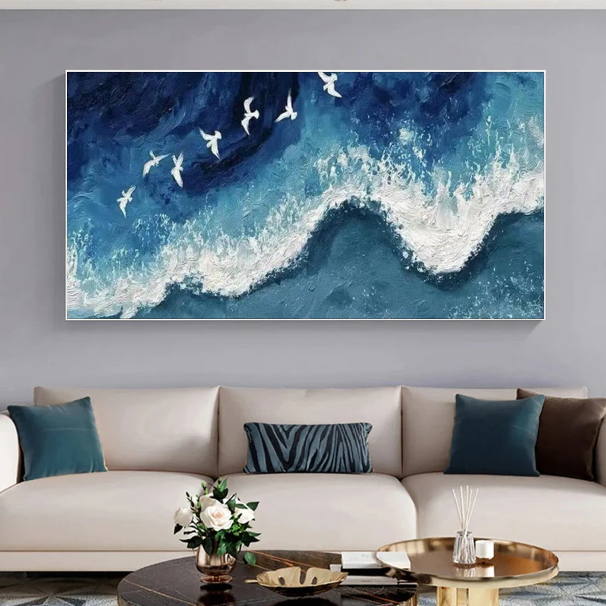 Abstract Ocean And Sky Textured Wall Art #OS135
