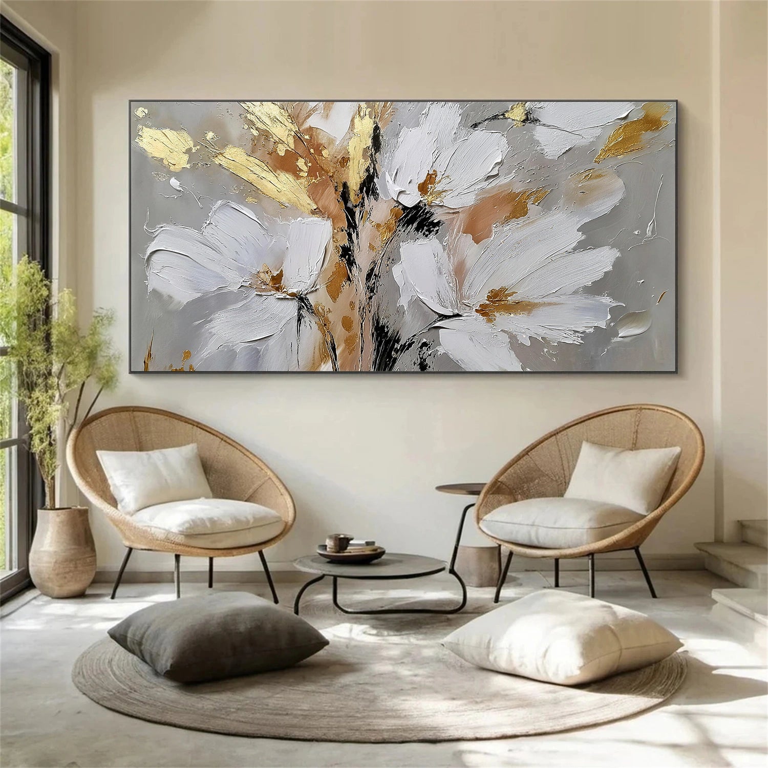 Abstract Flower And Tree Textured Wall Art #FT011