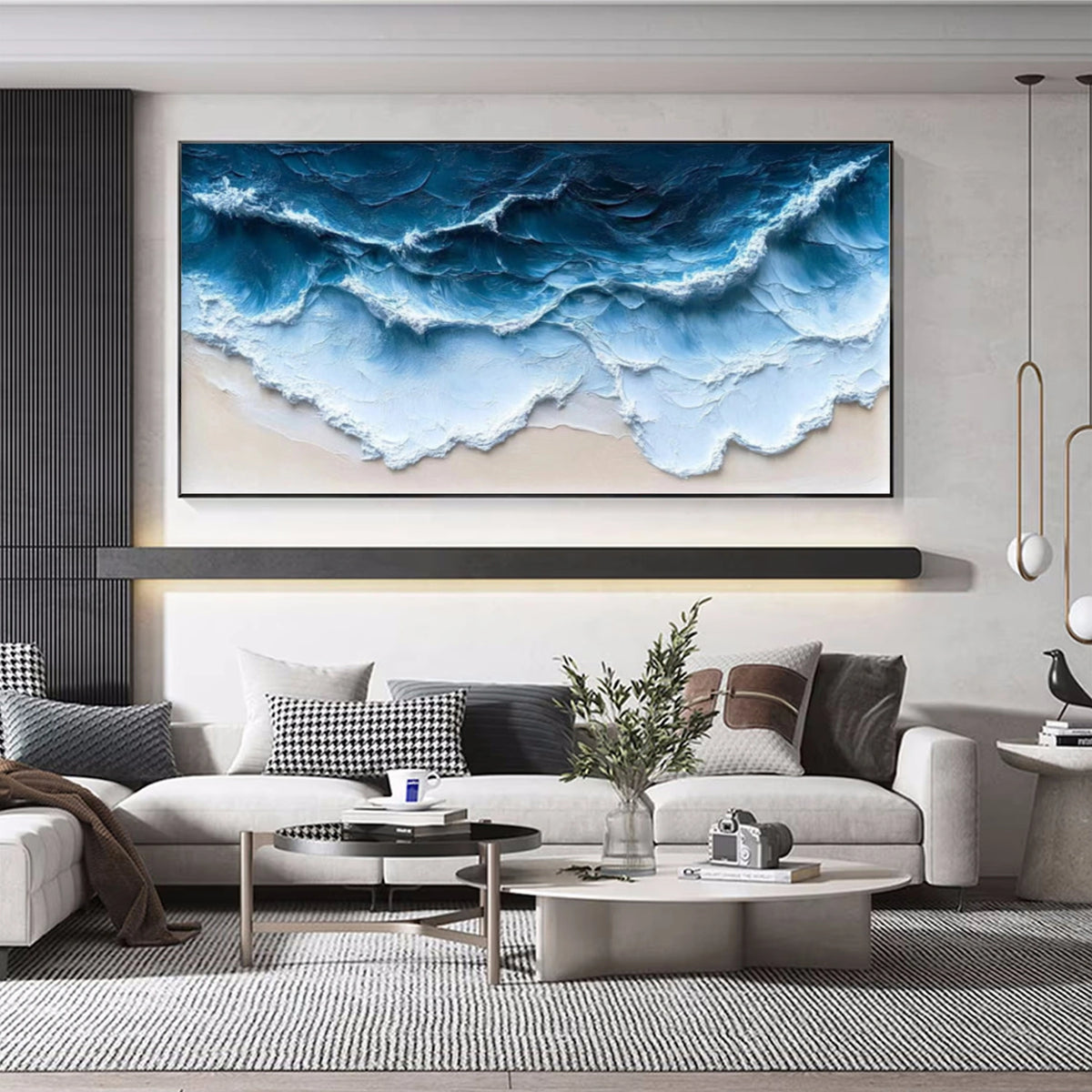 Abstract Ocean And Sky Textured Wall Art #OS137