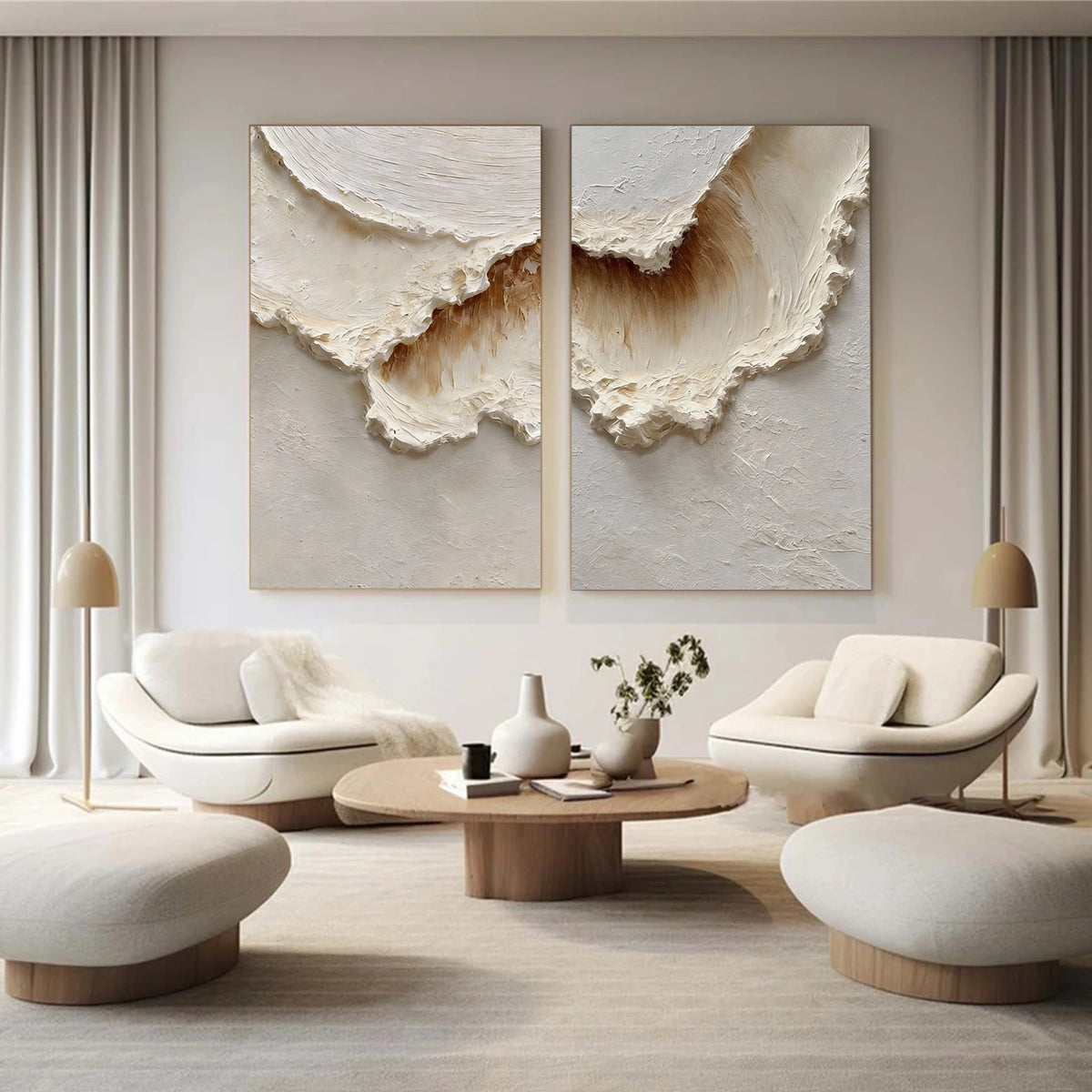 Abstract Ocean And Sky Textured Wall Art Set of 2 #OS129