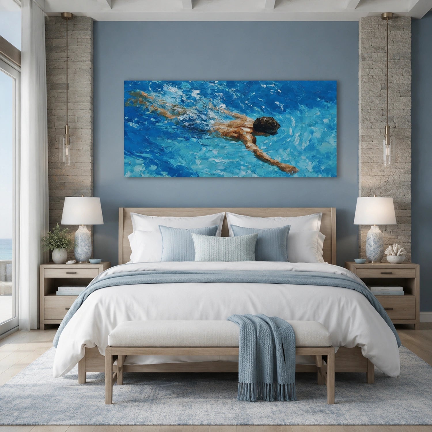 Swimming Sports Textured Wall Art #SC034