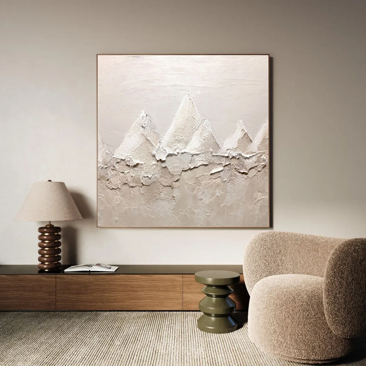 Beige Minimalist Mountain Textured Wall Art #MM039