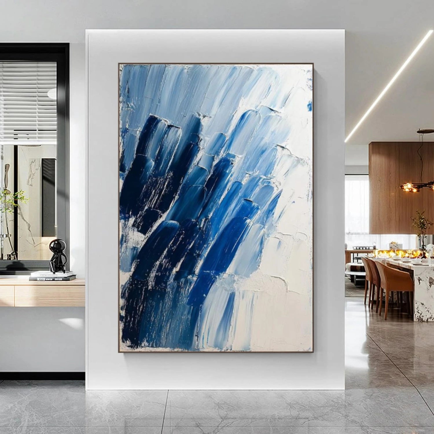 Blue Abstract Textured Wall Art #AW037