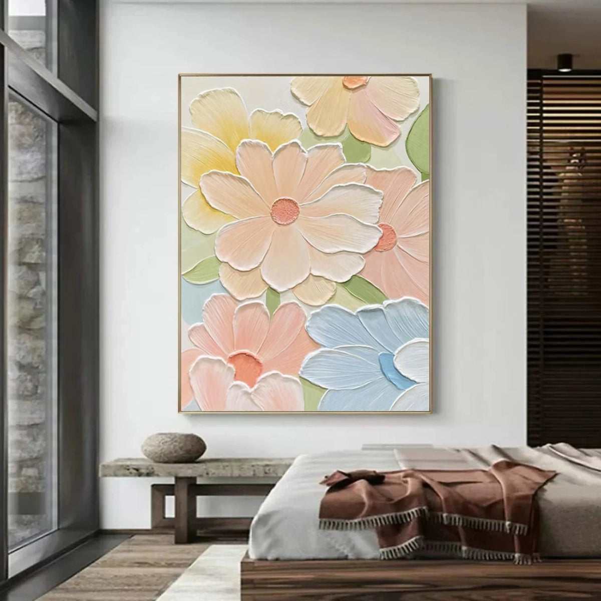 Colorful Abstract Flower And Tree Textured Wall Art #FT016