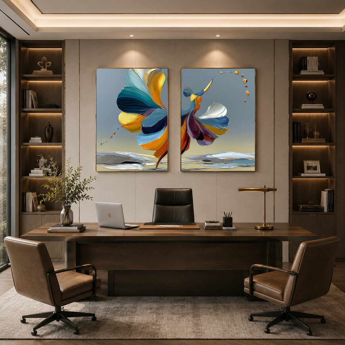 Abstract Portrait Textured Wall Art Set of 2 #LA031