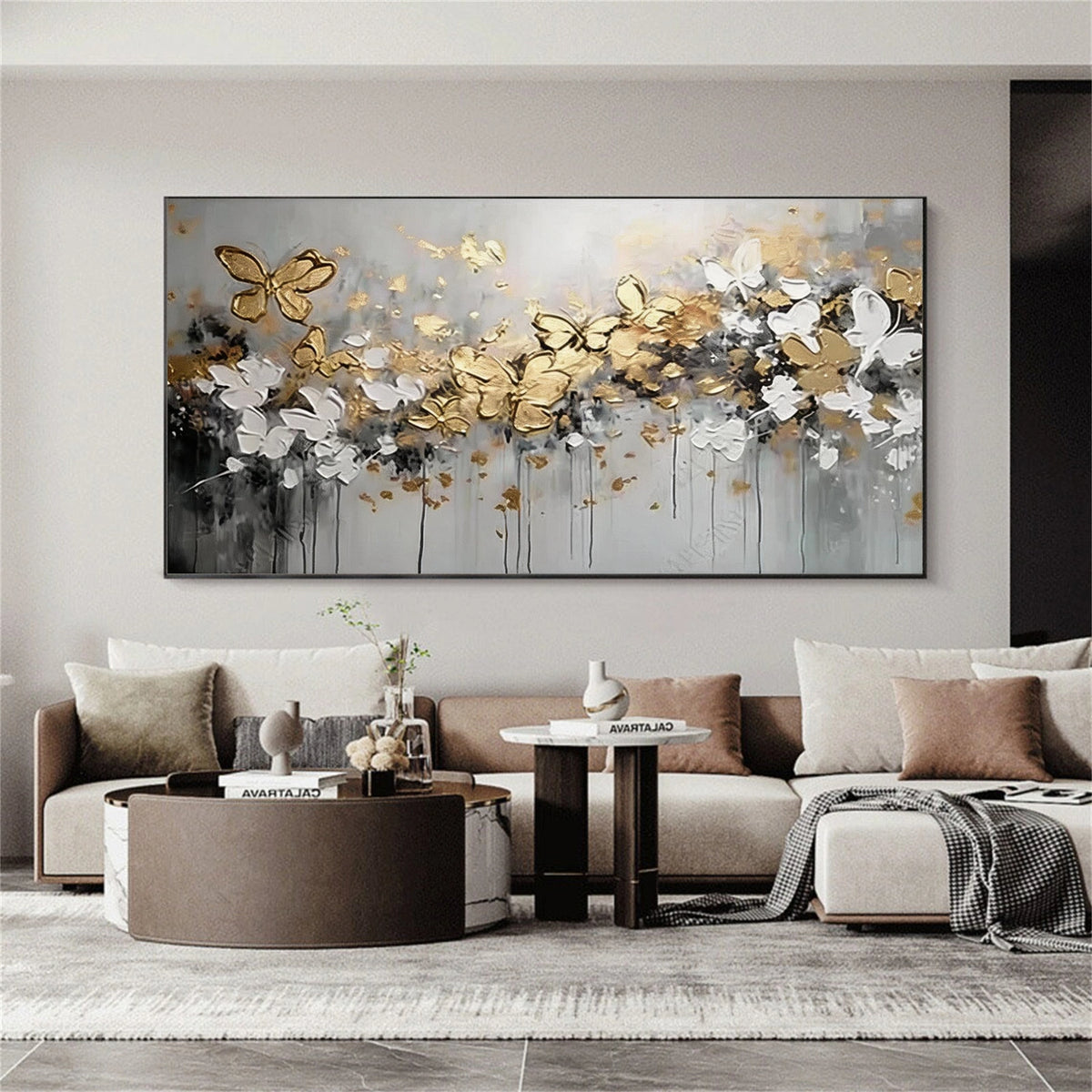 Abstract Flower And Tree Textured Wall Art #FT042