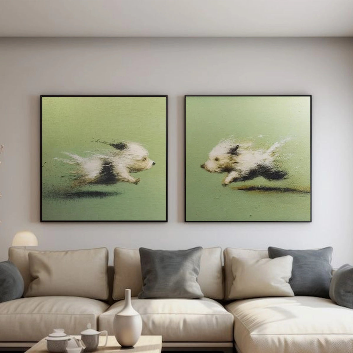Abstract Animal Dog Wall Art Set of 2 #AN021