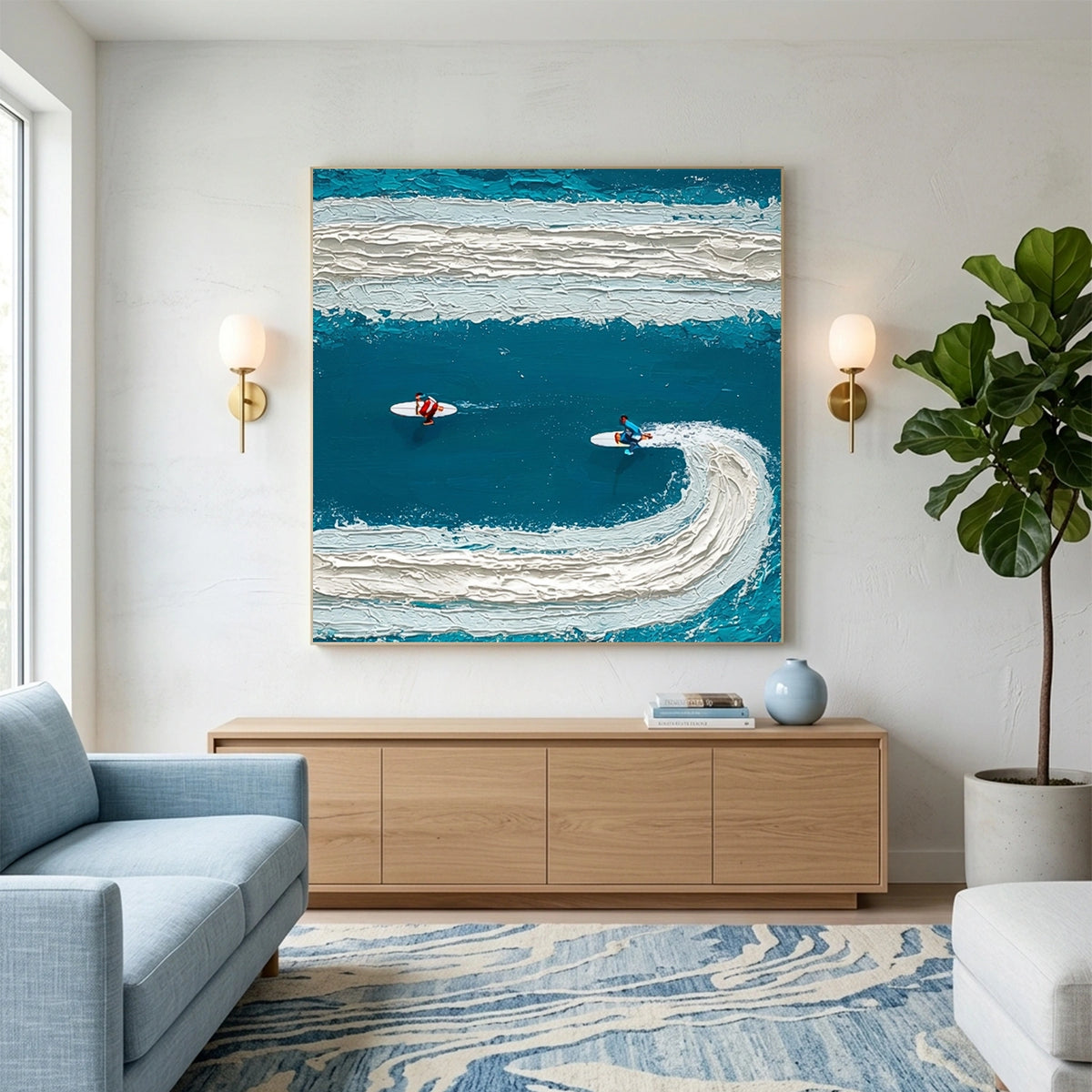 Surfing Sports Textured Wall Art #SC026