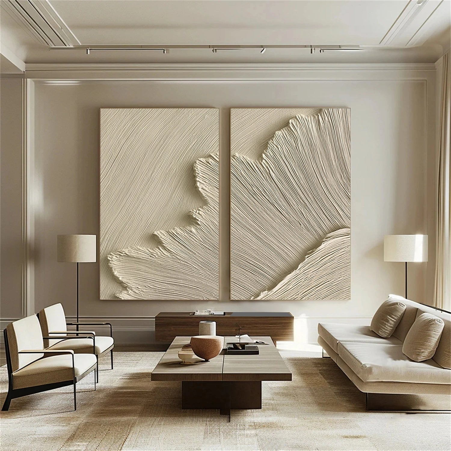 Beige Minimalist Textured Wall Art Set of 2 #MW027