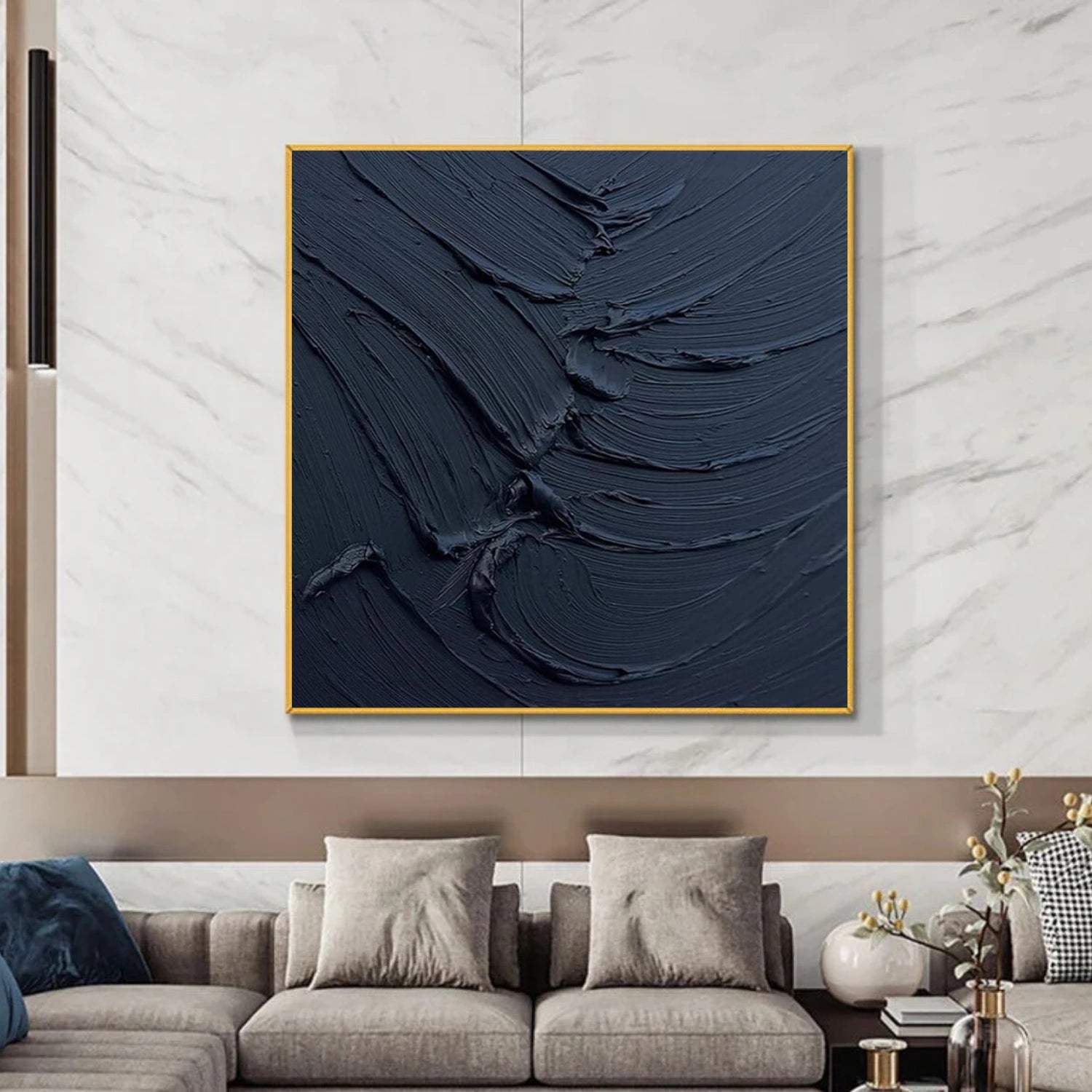 Black and Blue Minimalist Textured Wall Art #MW015