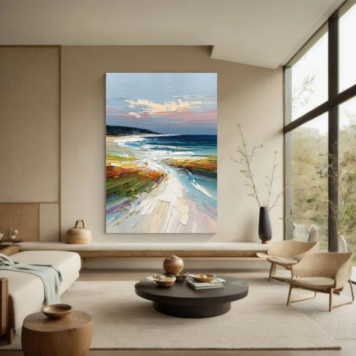 Abstract Ocean And Sky Textured Wall Art #OS032