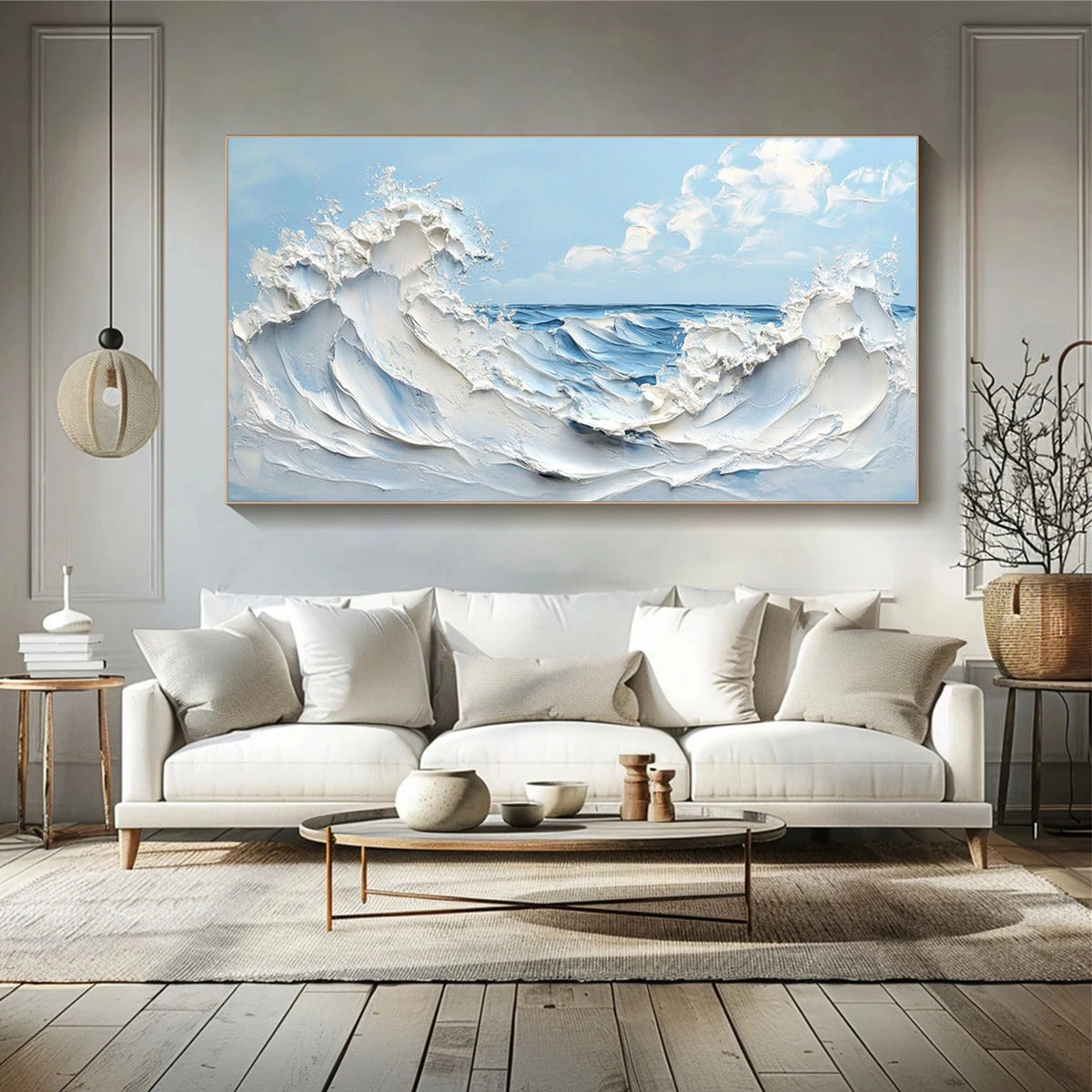 Abstract Ocean And Sky Textured Wall Art #OS053