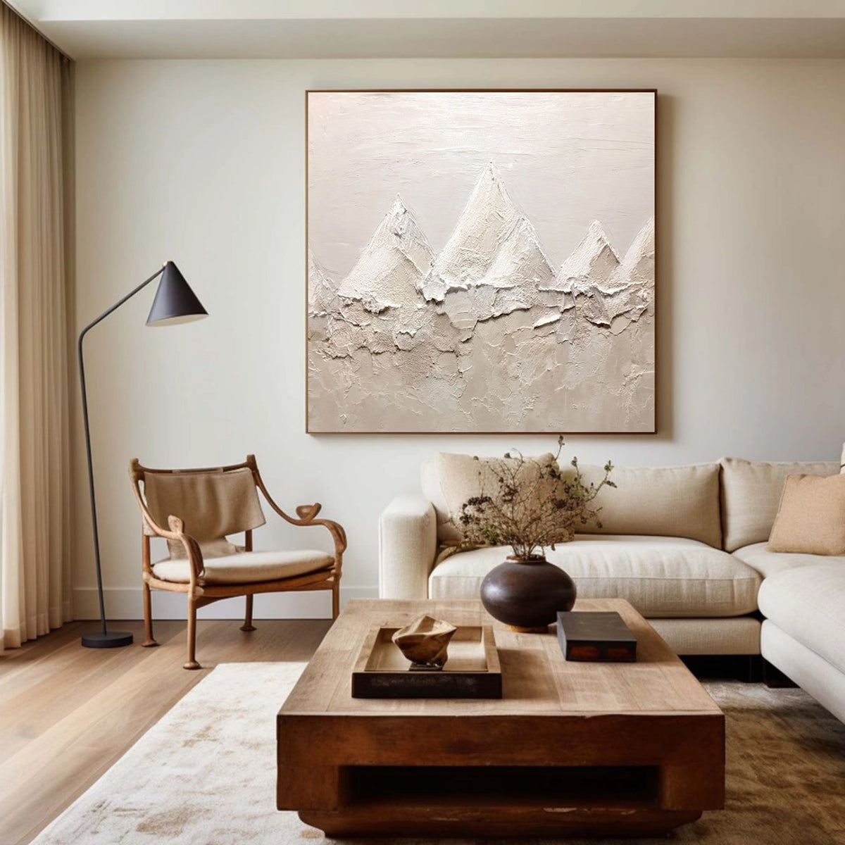 Beige Minimalist Mountain Textured Wall Art #MM039