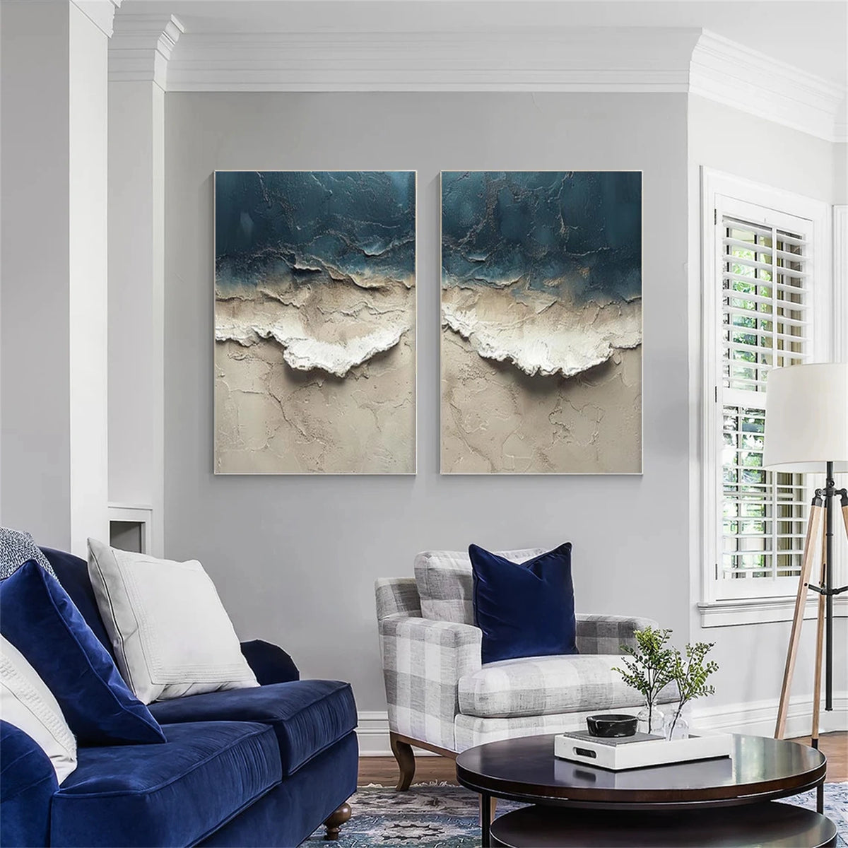 Abstract Ocean And Sky Textured Wall Art Set of 2 #OS127