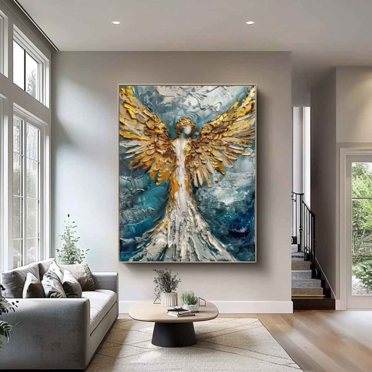 Abstract Angel Portrait Textured Wall Art #LA045