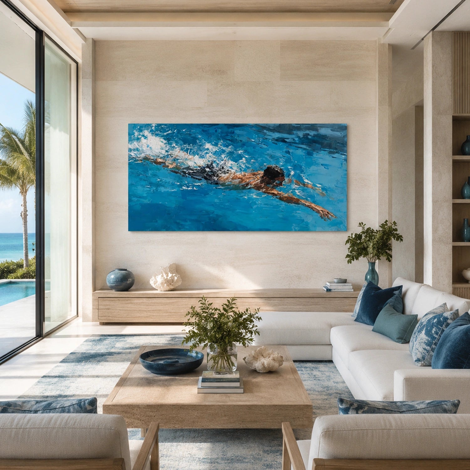 Swimming Sports Textured Wall Art #SC035
