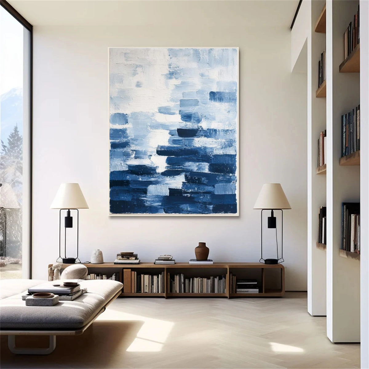 Blue Abstract Textured Wall Art #AW038