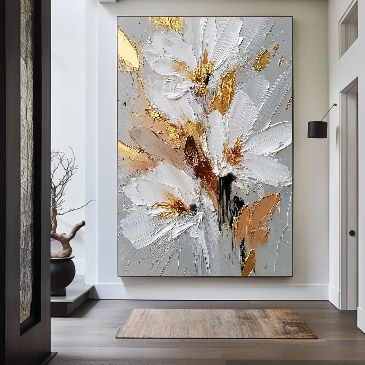 Abstract Flower And Tree Textured Wall Art #FT012