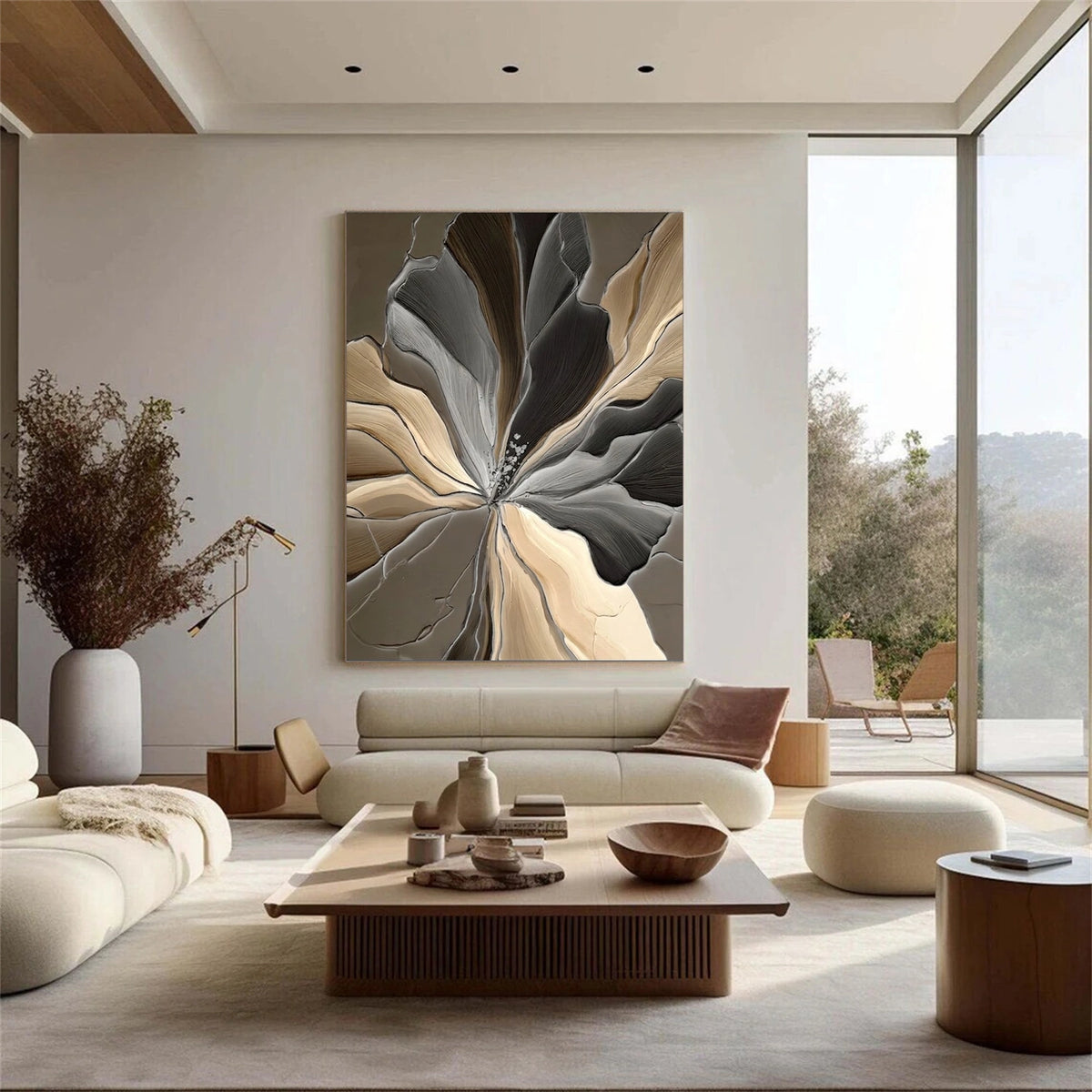 Abstract Flower And Tree Textured Wall Art #FT046