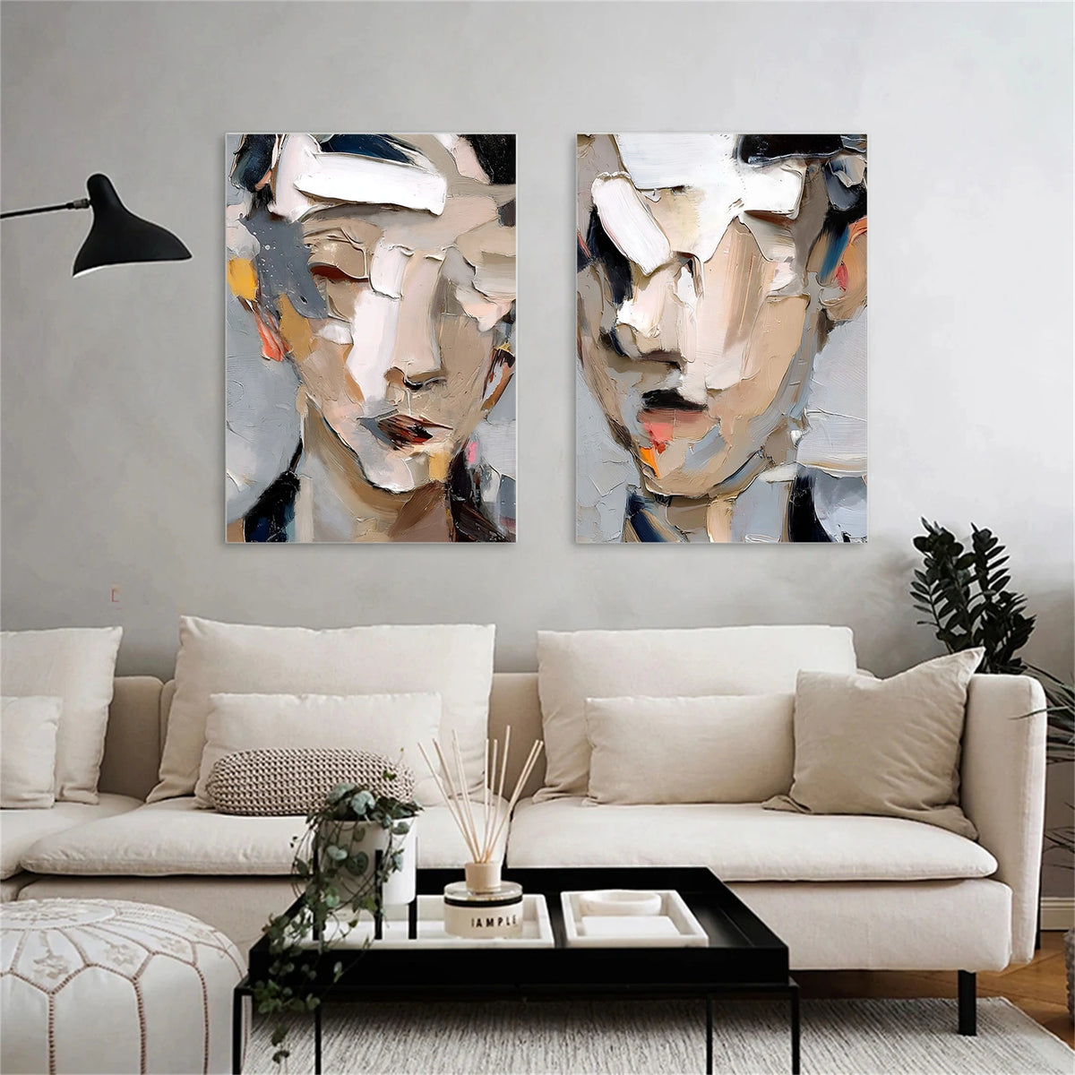 Abstract Portrait Textured Wall Art Set of 2 #LA017