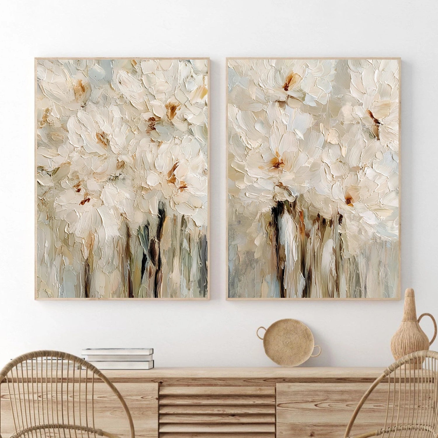 Abstract Flower And Tree Textured Wall Art Set of 2 #FT030