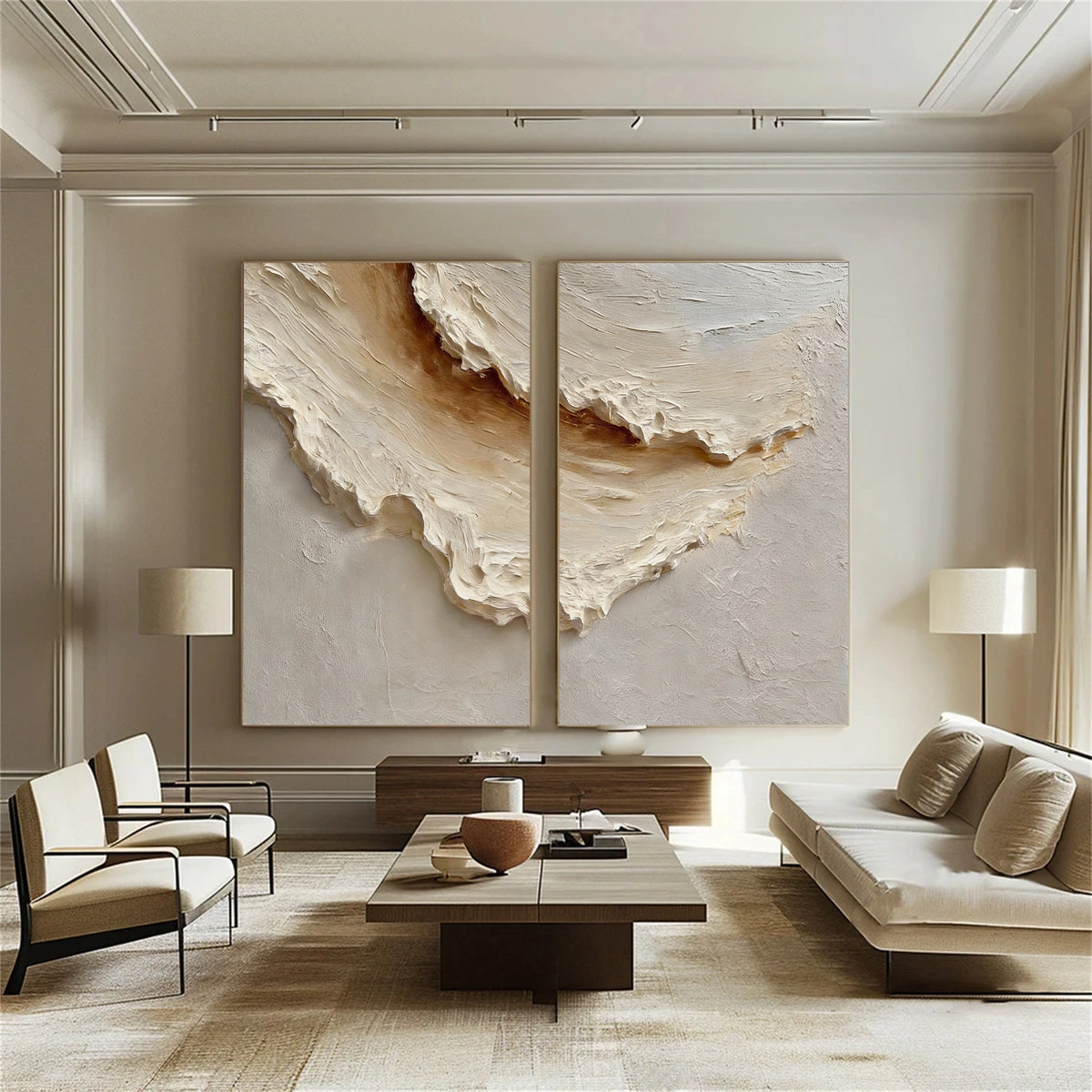 Abstract Ocean And Sky Textured Wall Art Set of 2 #OS128
