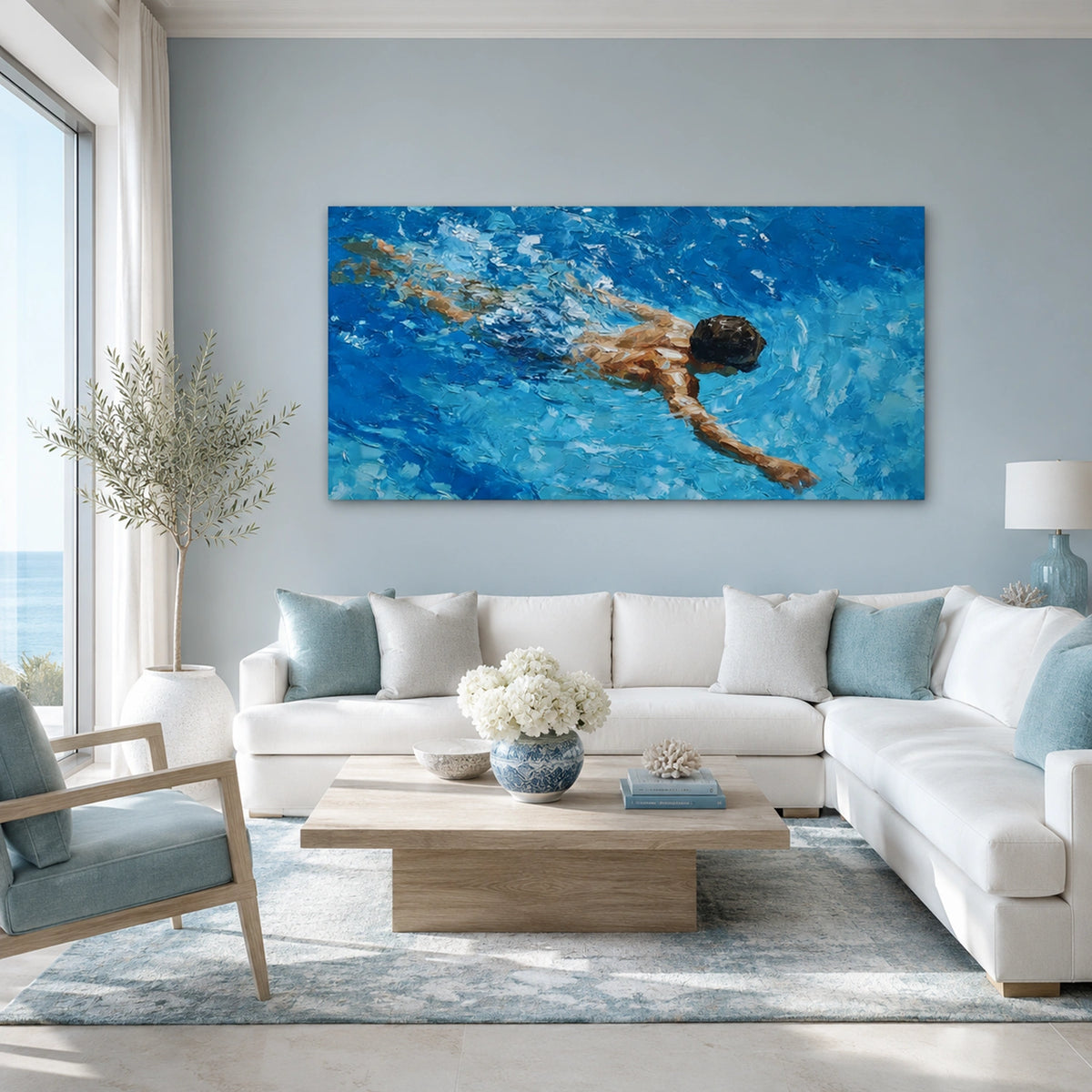 Swimming Sports Textured Wall Art #SC034
