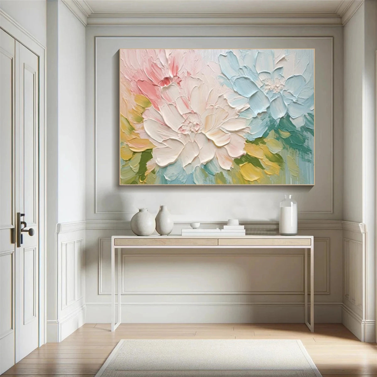 Colorful Abstract Flower And Tree Textured Wall Art #FT021