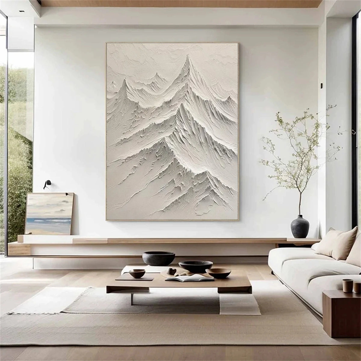 Beige Minimalist Mountain Textured Wall Art #MM041