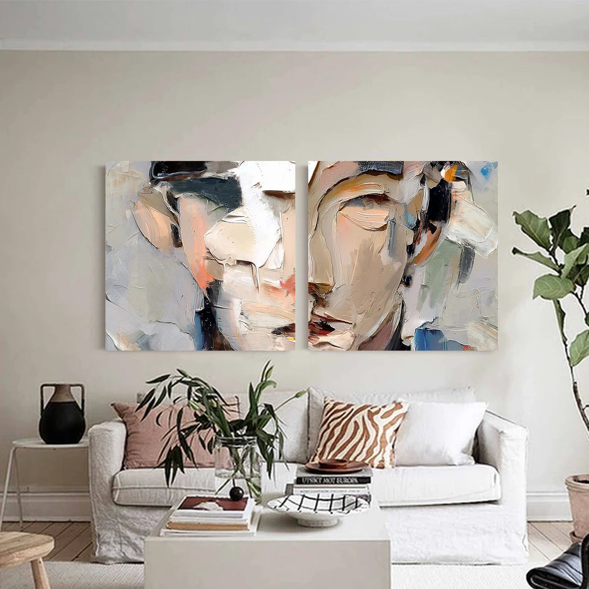 Abstract Portrait Textured Wall Art Set of 2 #LA019