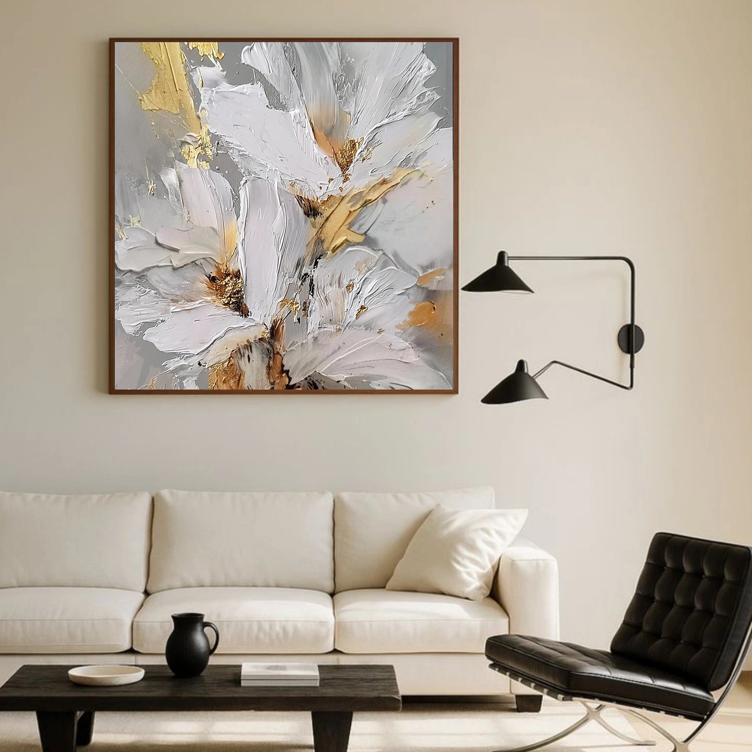 Green Abstract Flower And Tree Textured Wall Art #FT013